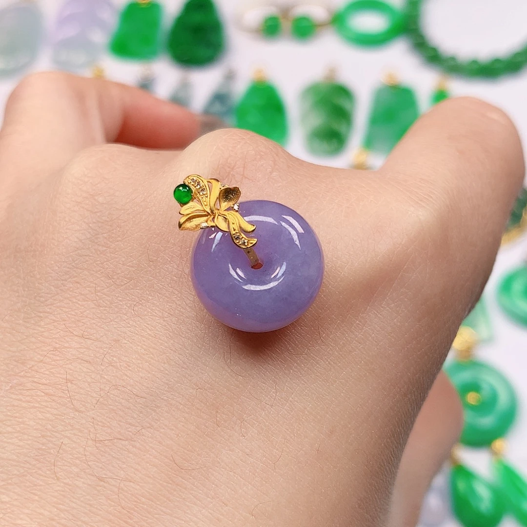 翡翠18K金镶嵌吊坠(不含链)