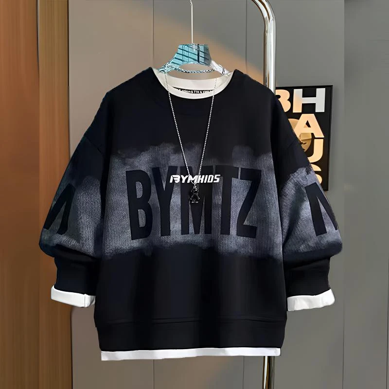 小胖墩胖男童秋装卫衣新款帅气中大童纯棉上衣胖男孩运动打底衫潮