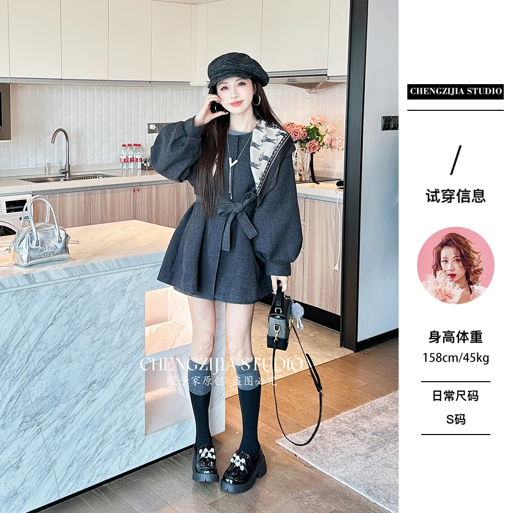 【裴诗婷】橙子·studio 【】WT00031收腰丝巾风衣外套