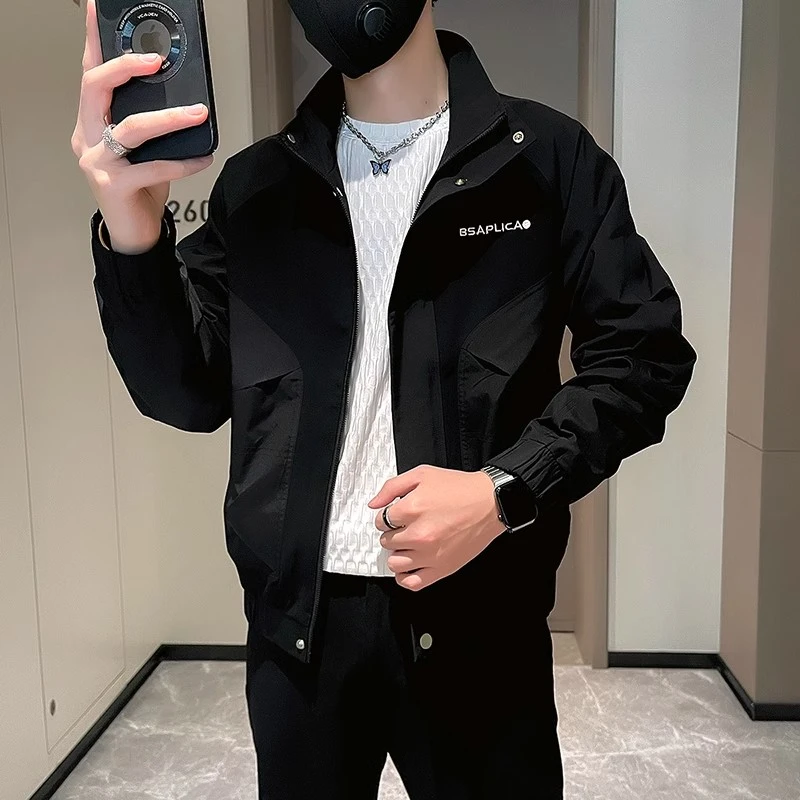 潮牌痞帅工装外套男春秋款潮流刺绣夹克2025新款男士休闲秋装上衣