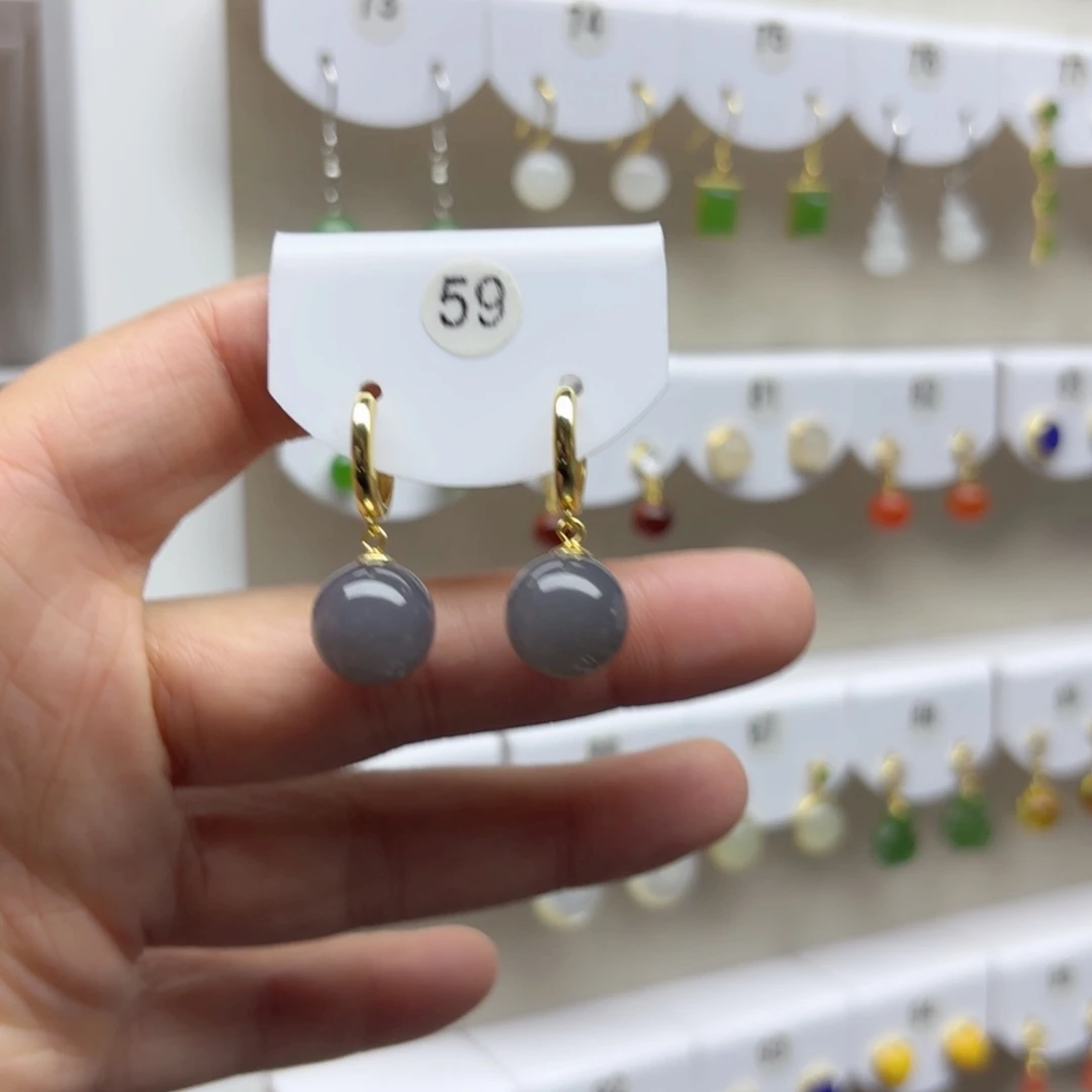 银S925镶嵌和田玉耳饰