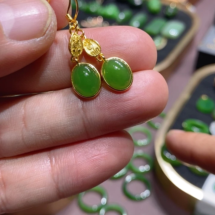 和田玉（碧玉）戒指银S925镶嵌