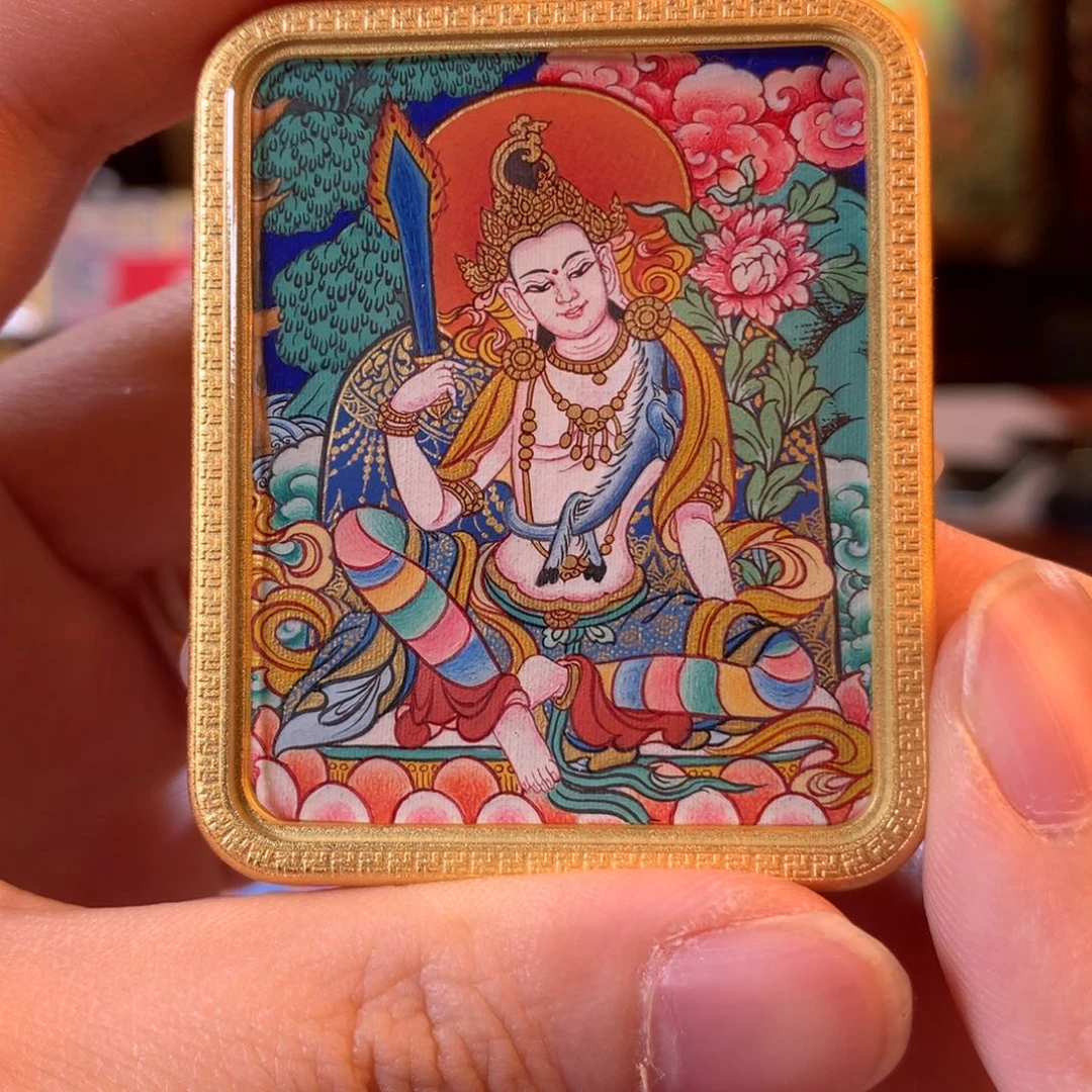 吊坠潜***头热贡纯手绘唐卡虚空