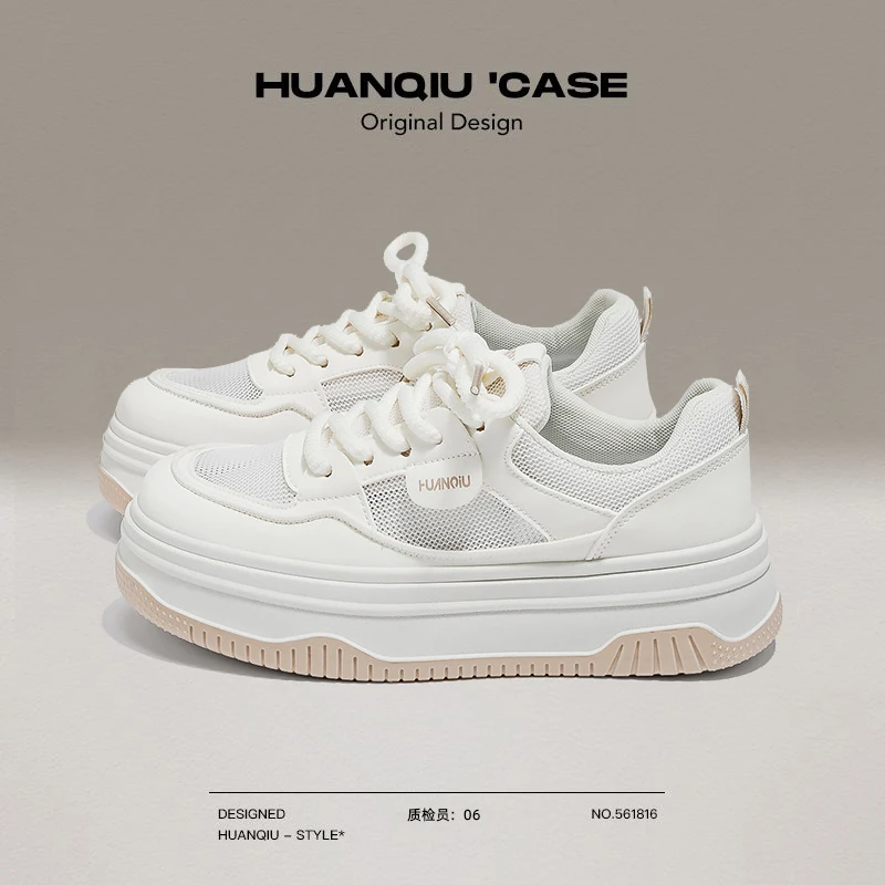 环球网面透气鞋子女款夏季2025新款爆款网鞋ins百搭厚底小白鞋E70
