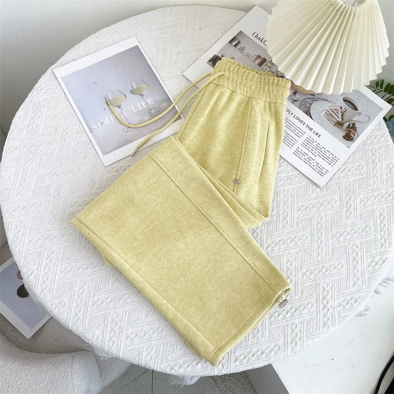 JYP-「休闲舒适」2025春季新款百搭时尚拼接直筒毛巾裤HT-1833