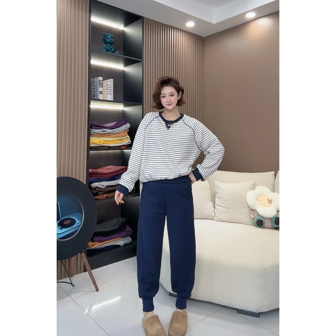 高腰外穿冬季加绒加厚卫裤无弹冬款立体剪裁休闲裤