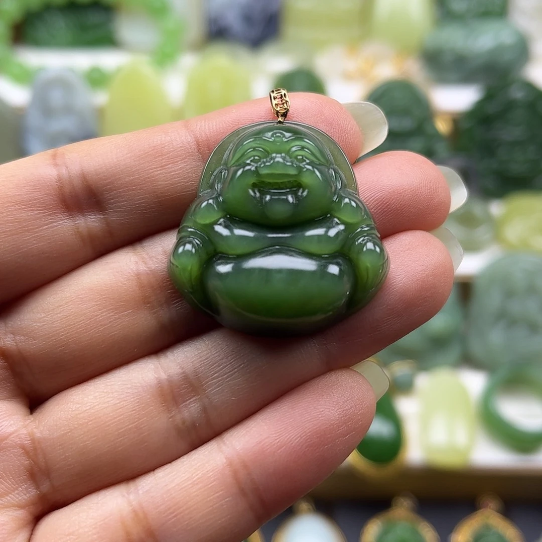 和田玉18K金镶嵌颈饰猫眼