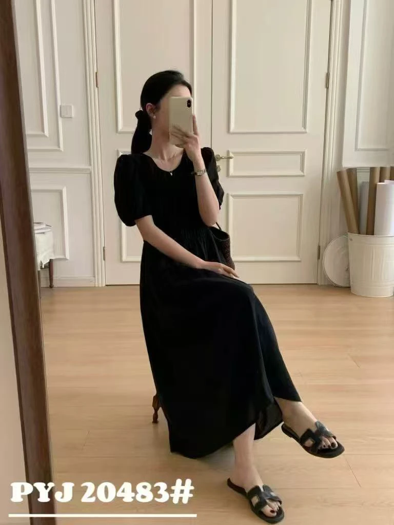 W阿薇-特大码300斤铜氨丝连衣裙20483