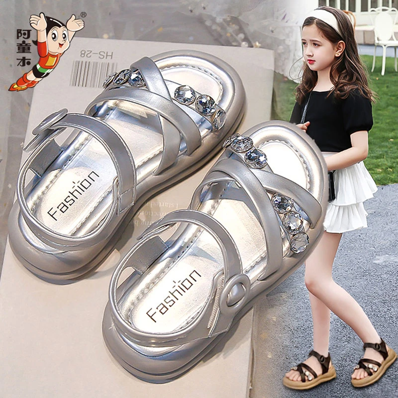 阿童木儿童凉鞋女孩公主鞋2025夏款软底时尚沙滩鞋女童凉拖鞋露趾