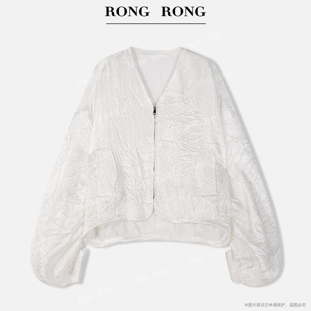 溶溶【星光夜】RONGRONG 100醋酸V领微皱设计师休闲风外套C-S210788