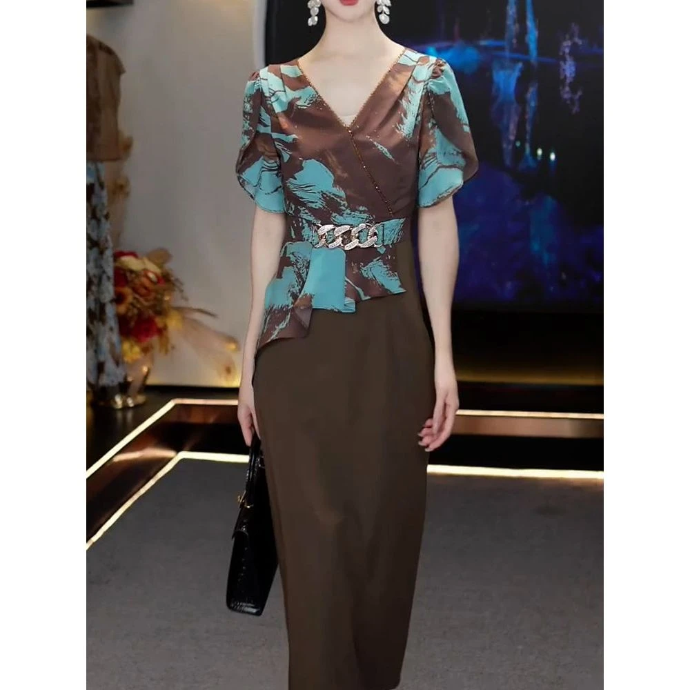 高级感时尚气质名媛风连衣裙2025夏季新款端庄减龄显瘦遮肉A字裙