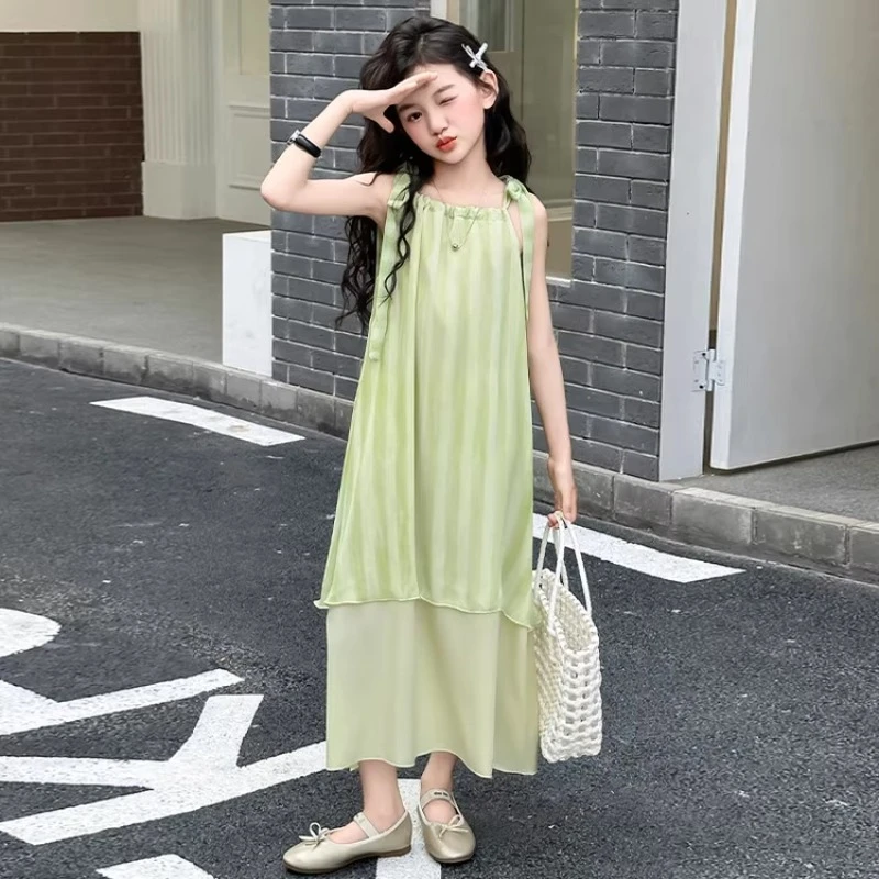 女童连衣裙度假风裙子2025新款儿童洋气沙滩裙女孩公主吊带裙夏季