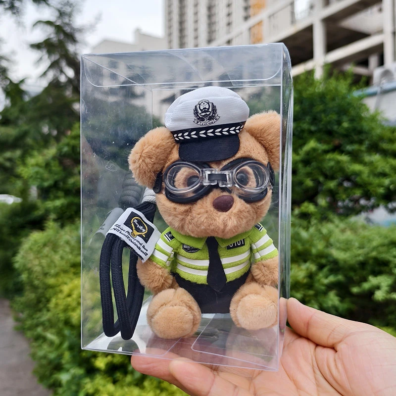 新飞行员警察交警熊挂件毛绒玩具公仔小熊玩偶钥匙扣包包挂饰