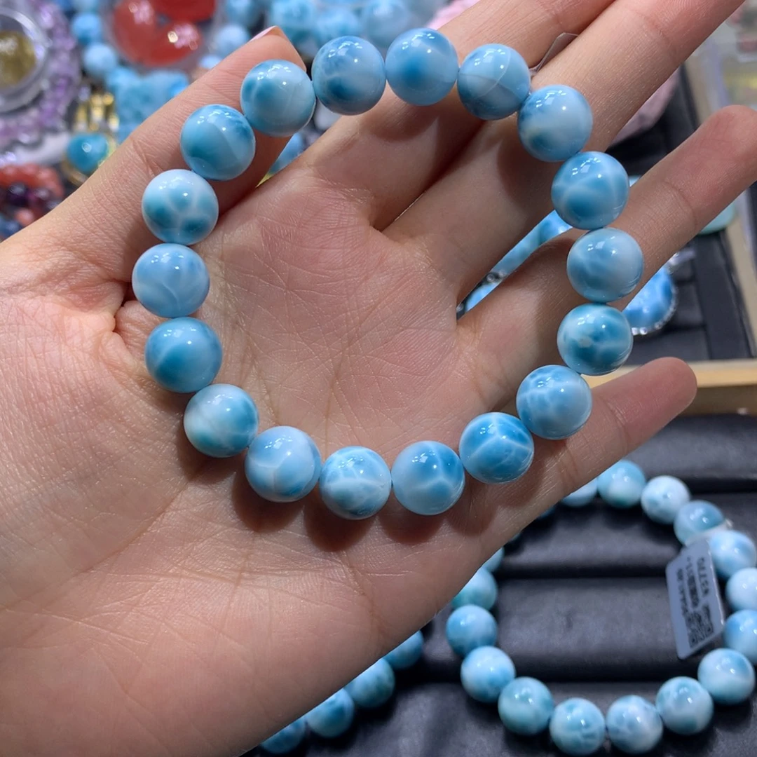 针钠钙石（海纹石）未镶嵌手串11+手串色差略异