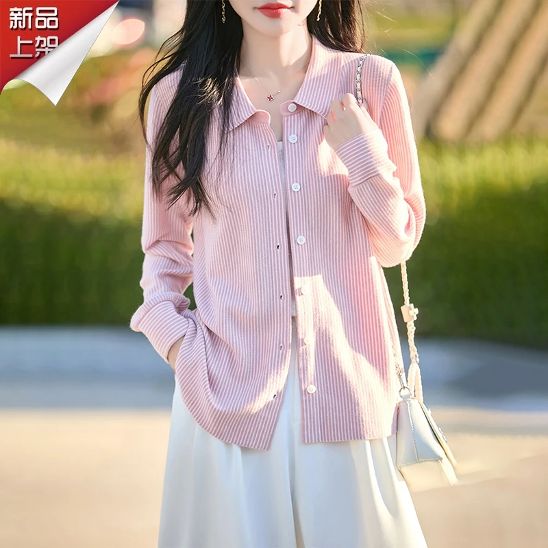 哥弟阿玛施正品秋季韩系POLO领精仿羊毛开衫宽松小众百搭衬衫外套