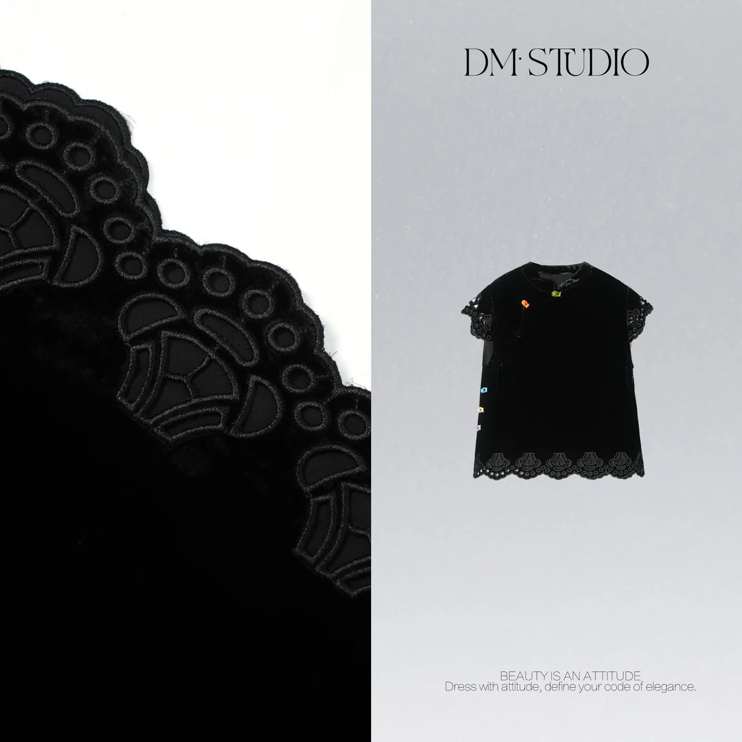 DEDM•STUDIO/复古高级感轻奢气质100%真丝丝绒上衣2506XZS/71058