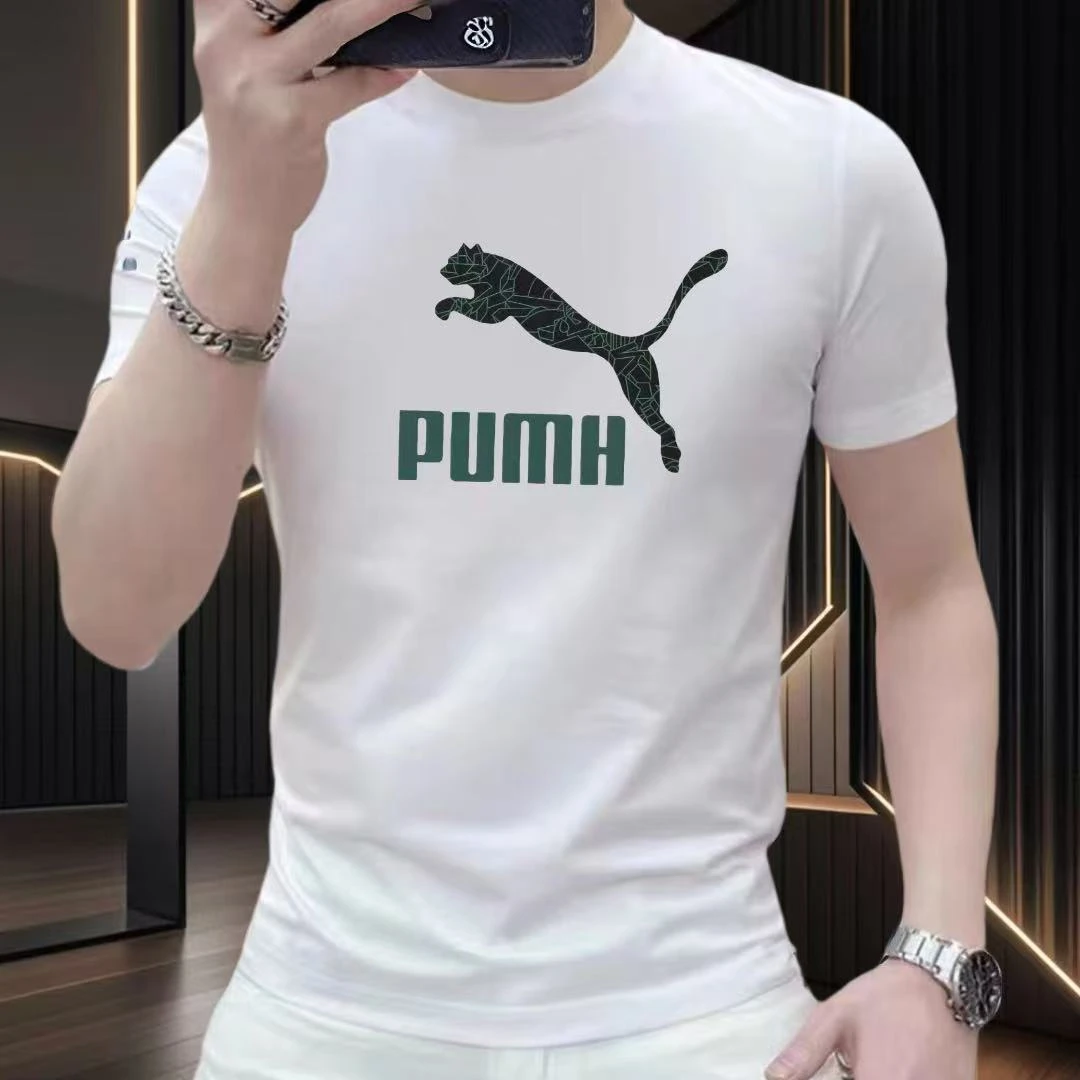 潮牌纯棉男士男款百搭短袖t恤男圆领上衣印花潮牌简约潮流休闲ins