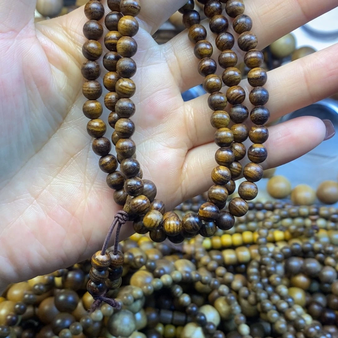 檀香木手串/手链浅**思0.6老山檀黑肉横纹焦糖味念珠