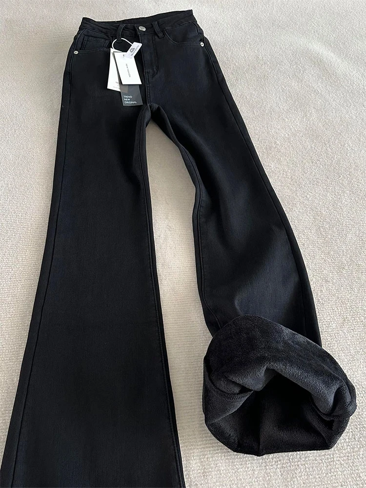 美式辣妹黑色微喇阔腿牛仔裤女2025夏季新款宽松显瘦垂感直筒长裤
