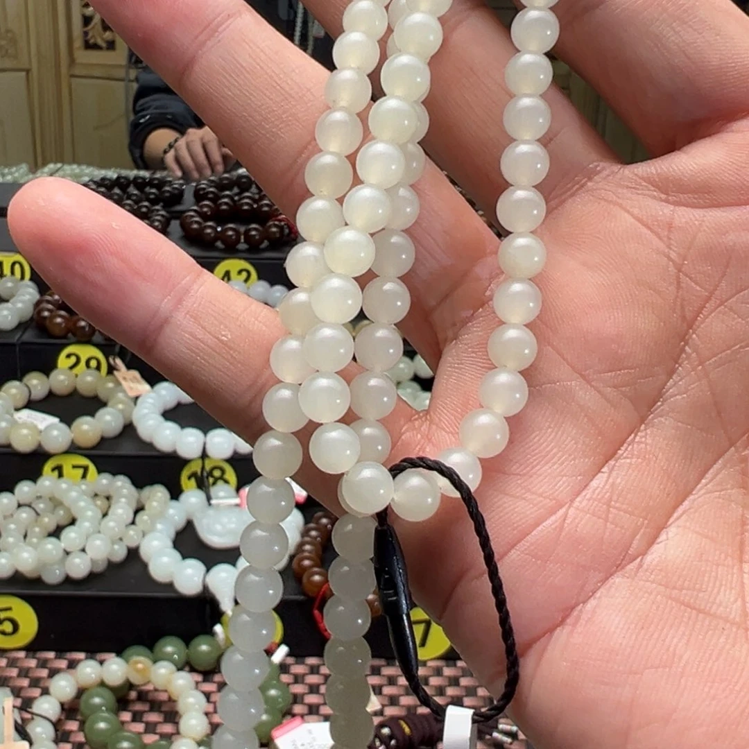 和田玉手串未镶嵌辛*卡6天泰