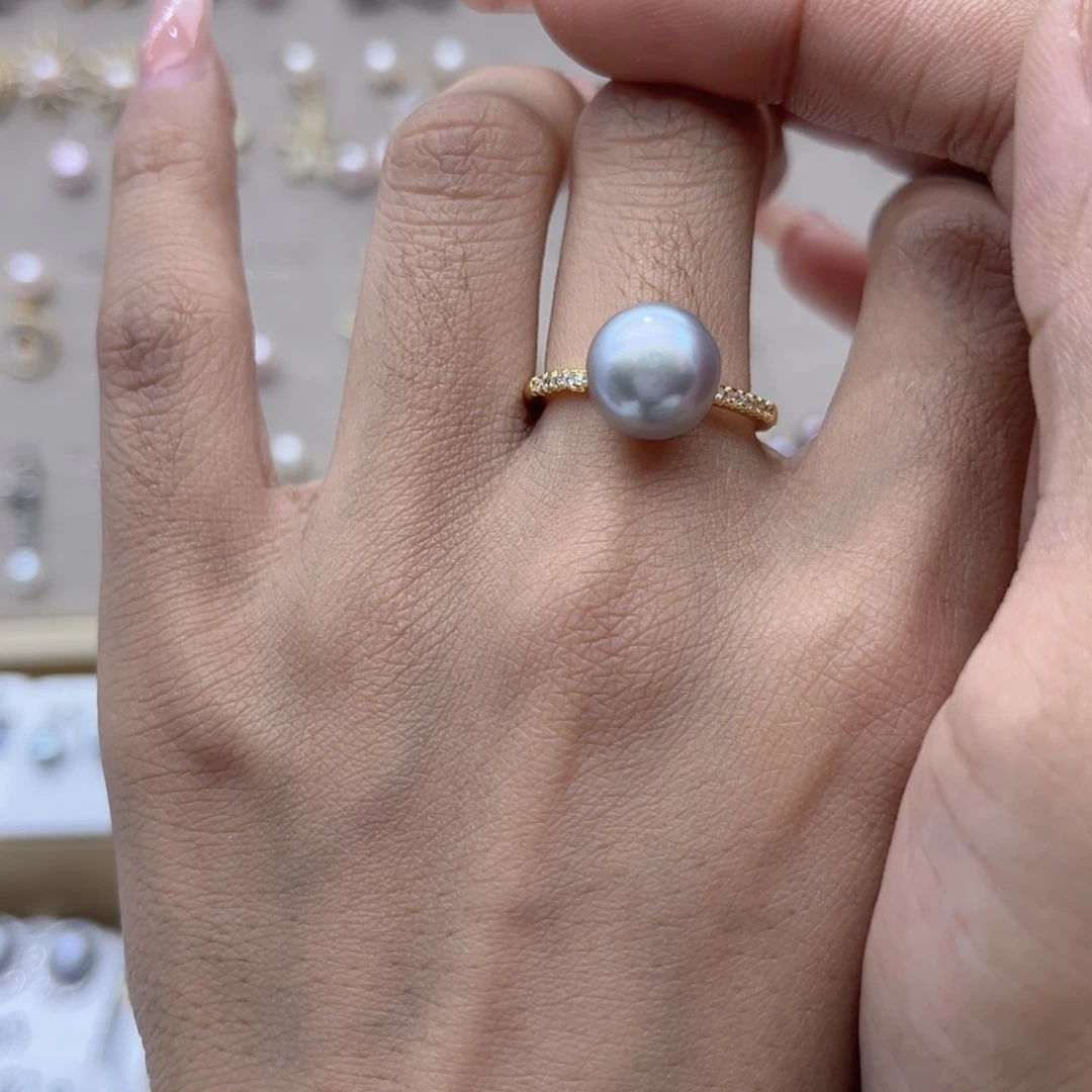 淡水珍珠戒指合金幸*