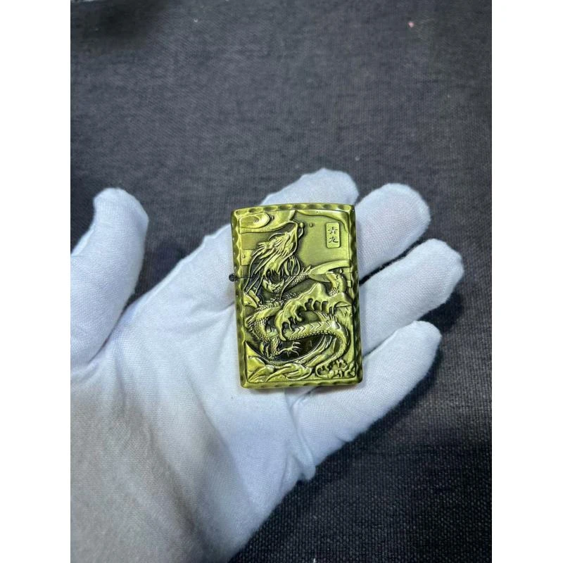 金属复古现货【青龙】煤油浮雕打火机（需自配油）