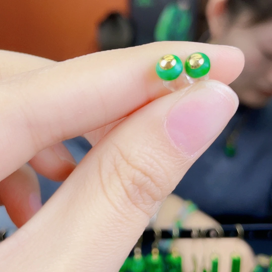 翡翠银S925镶嵌耳饰