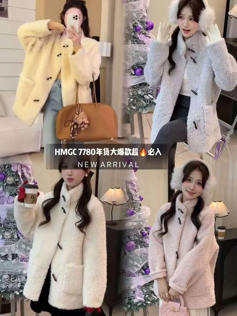 149-299彩色外套皮毛一体蛋白皮一手长外套