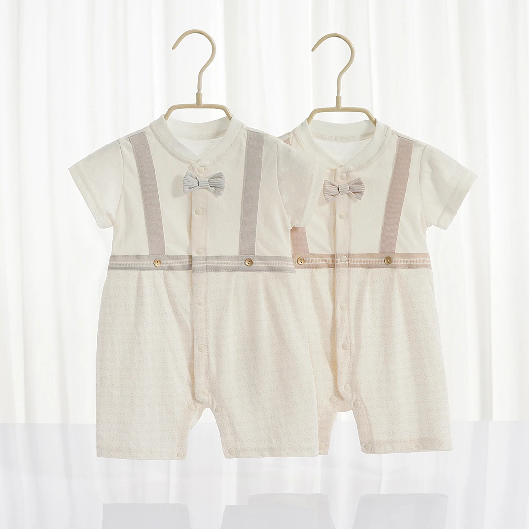 夏季宝宝衣服礼服连体衣婴儿帅气夏装新生儿爬服短袖儿童内裤男