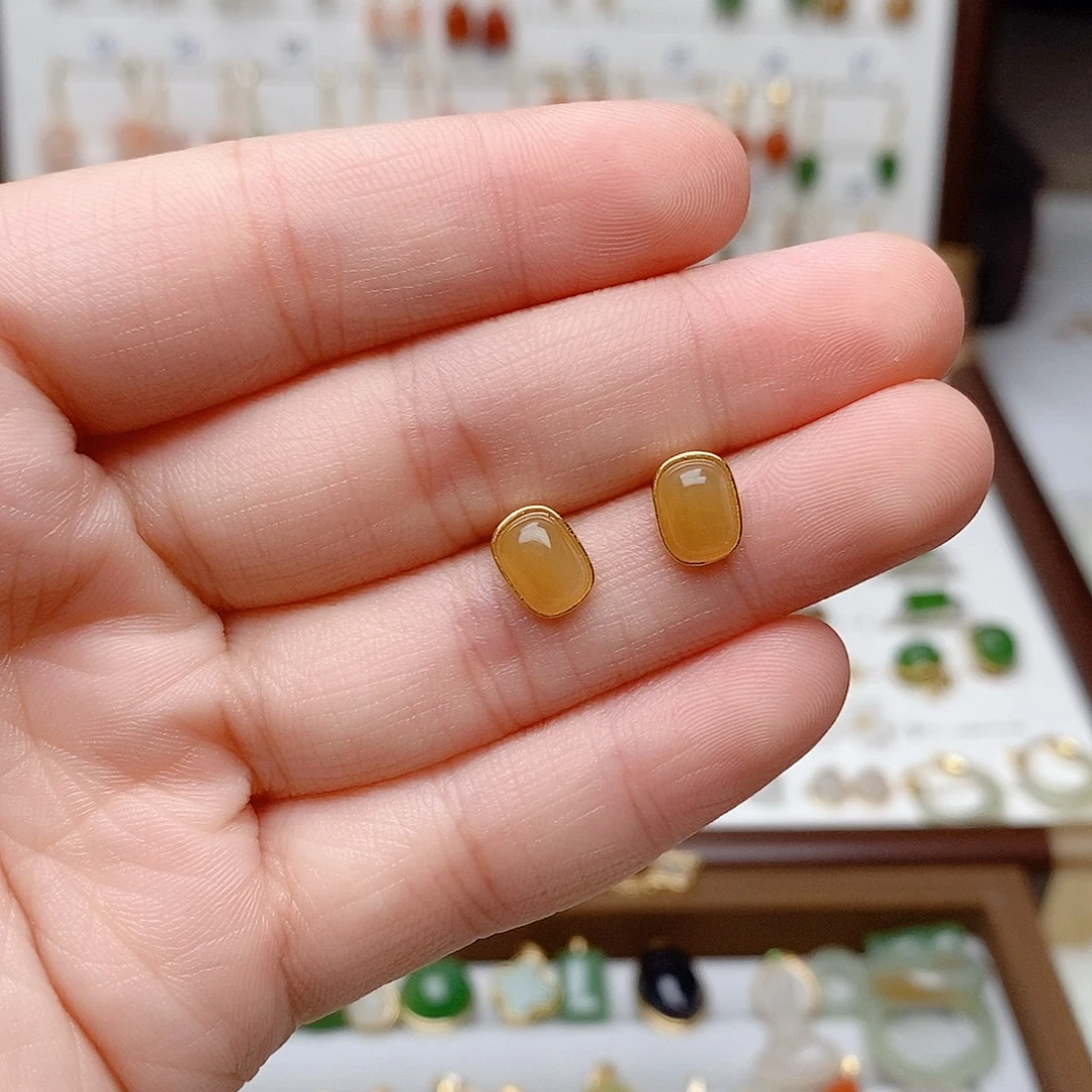 南红玛瑙银S925镶嵌耳饰