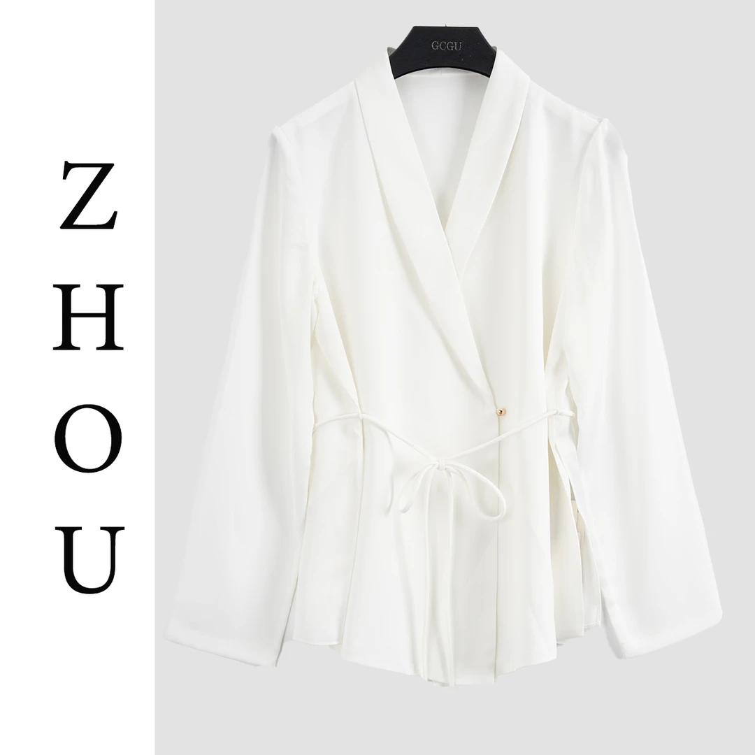 珍珠白气质时尚上衣-0420