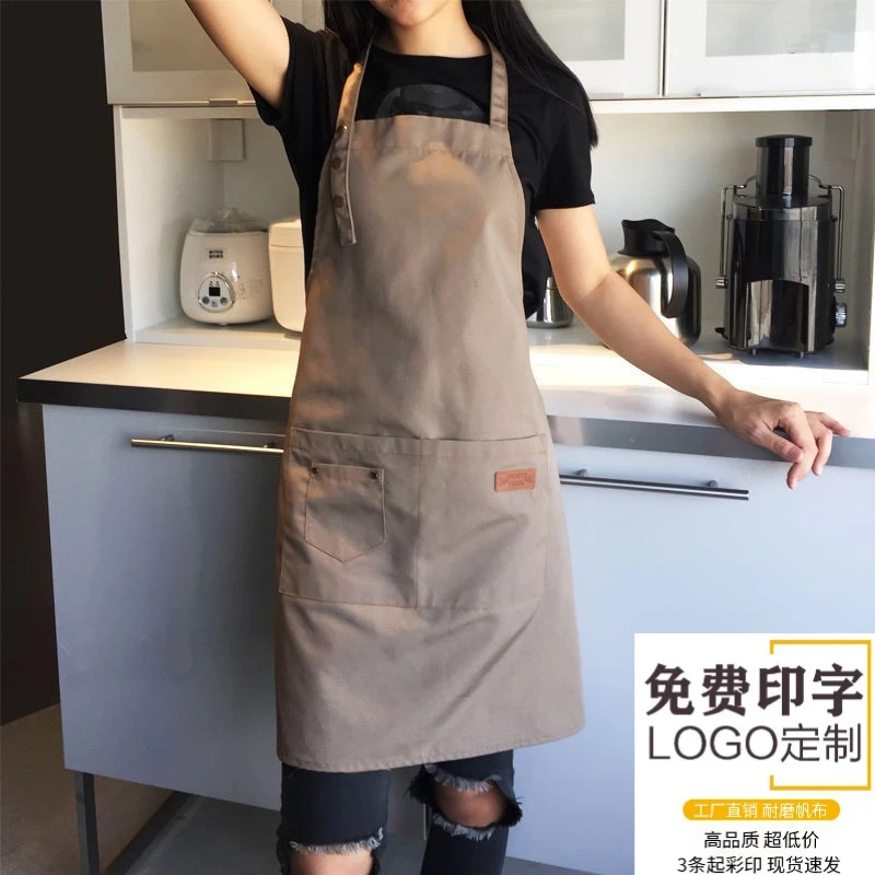 四季通用围裙防油防污帆布家用厨房咖啡店实用围裙无袖型帆布围裙
