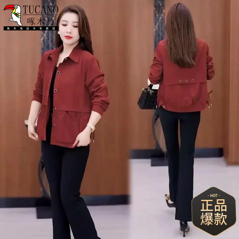 啄木鸟短外套女时髦洋气宽松显瘦小个子百搭气质休闲上衣潮2025秋