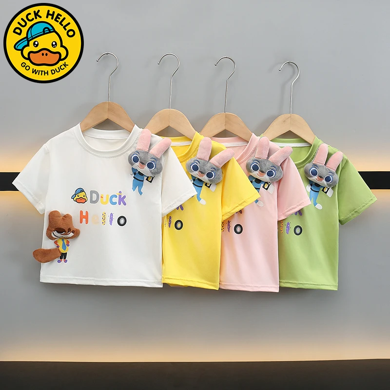 【小黄鸭专柜】儿童夏季时尚洋气卡通短袖2025新款中小童男女宝T