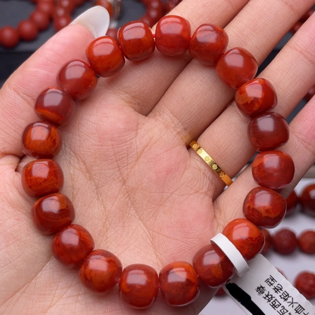 南红玛瑙未镶嵌手串Y11mm收藏妖孽牛血火焰老型手串