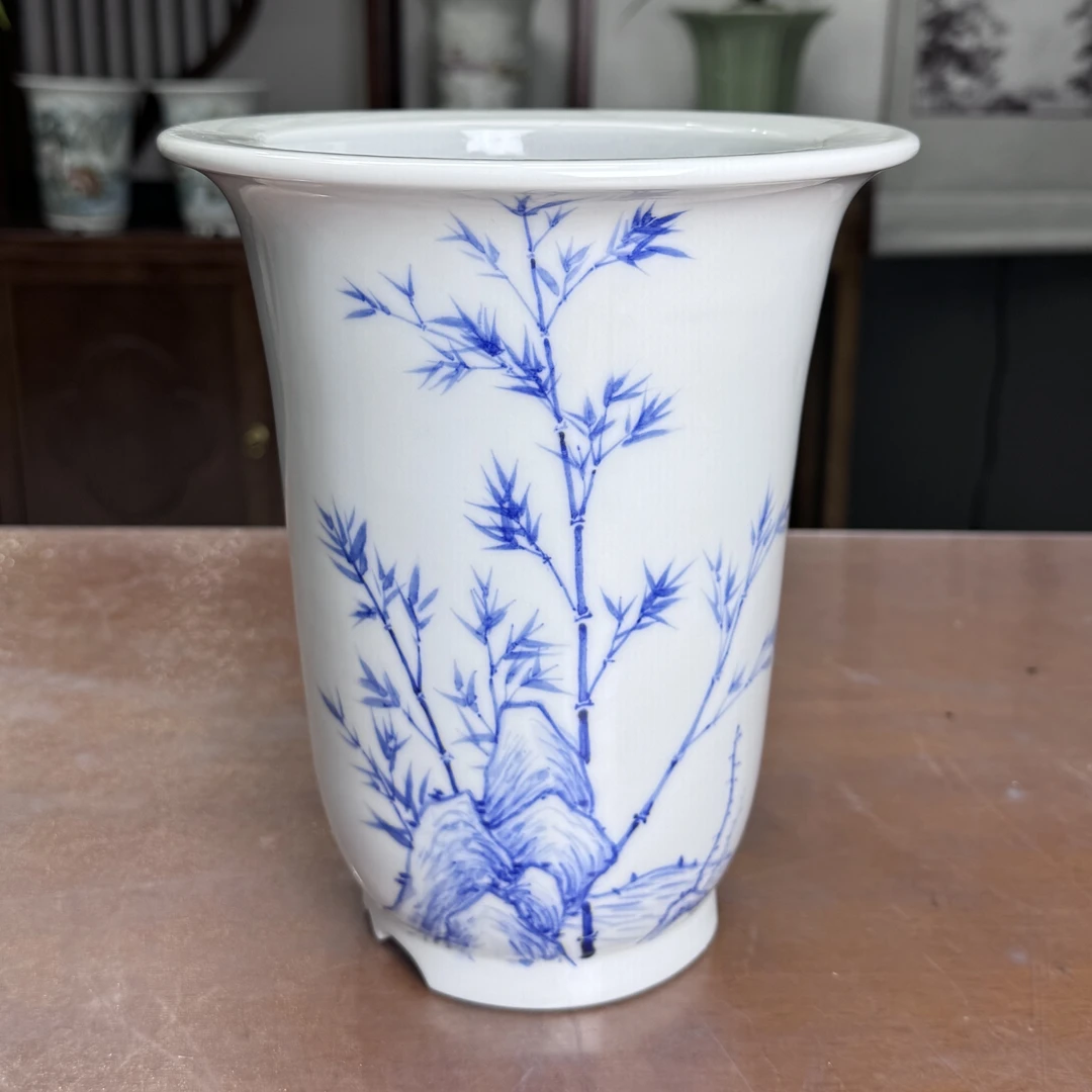 竹报平安大金钟陶瓷盆（高22.5cm，外口19cm）花盆陶瓷花盆家用大号