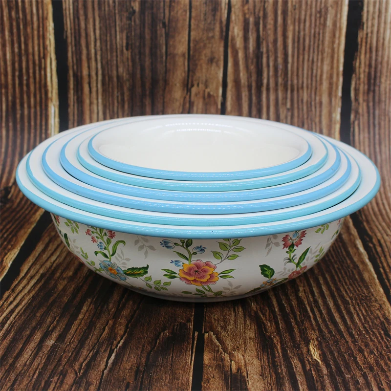 特厚搪瓷盆复古吃饭碗家用小汤盆怀旧菜盘炖肉盆可明火搪瓷碗加热