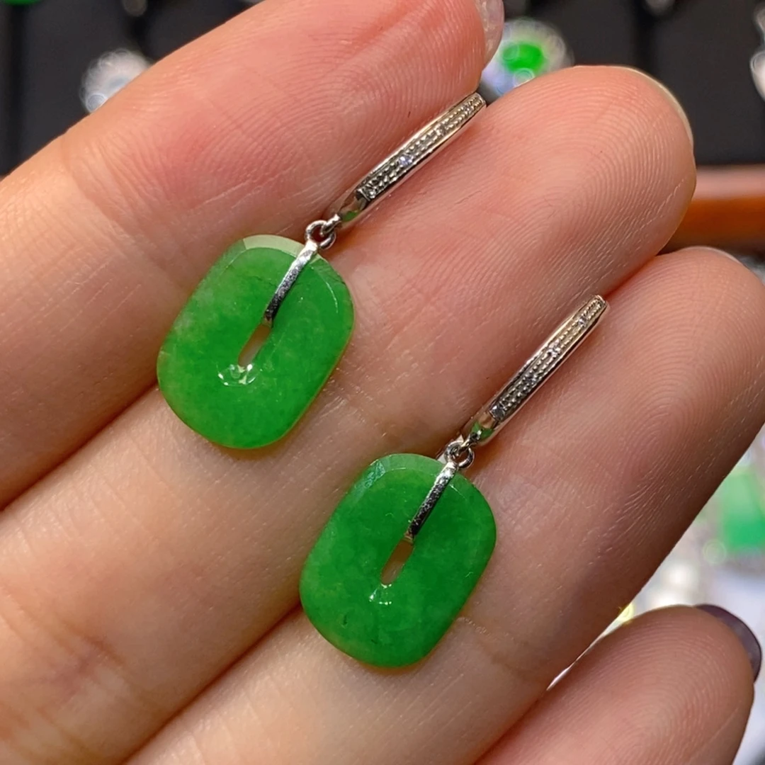 翡翠18K金镶嵌耳饰