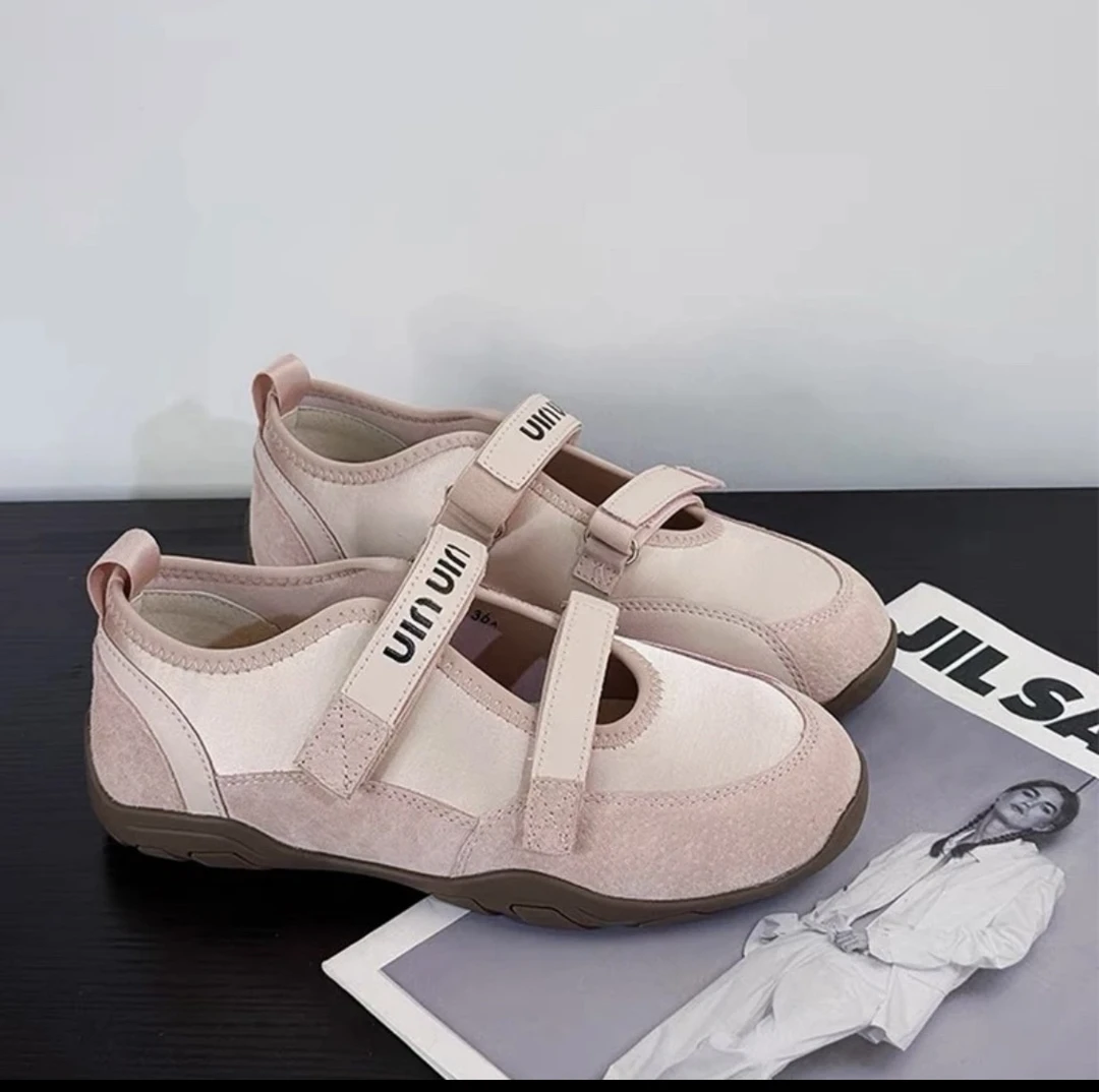 百搭复古时尚休闲鞋单鞋玛丽珍鞋小白鞋平底休闲鞋子魔术贴