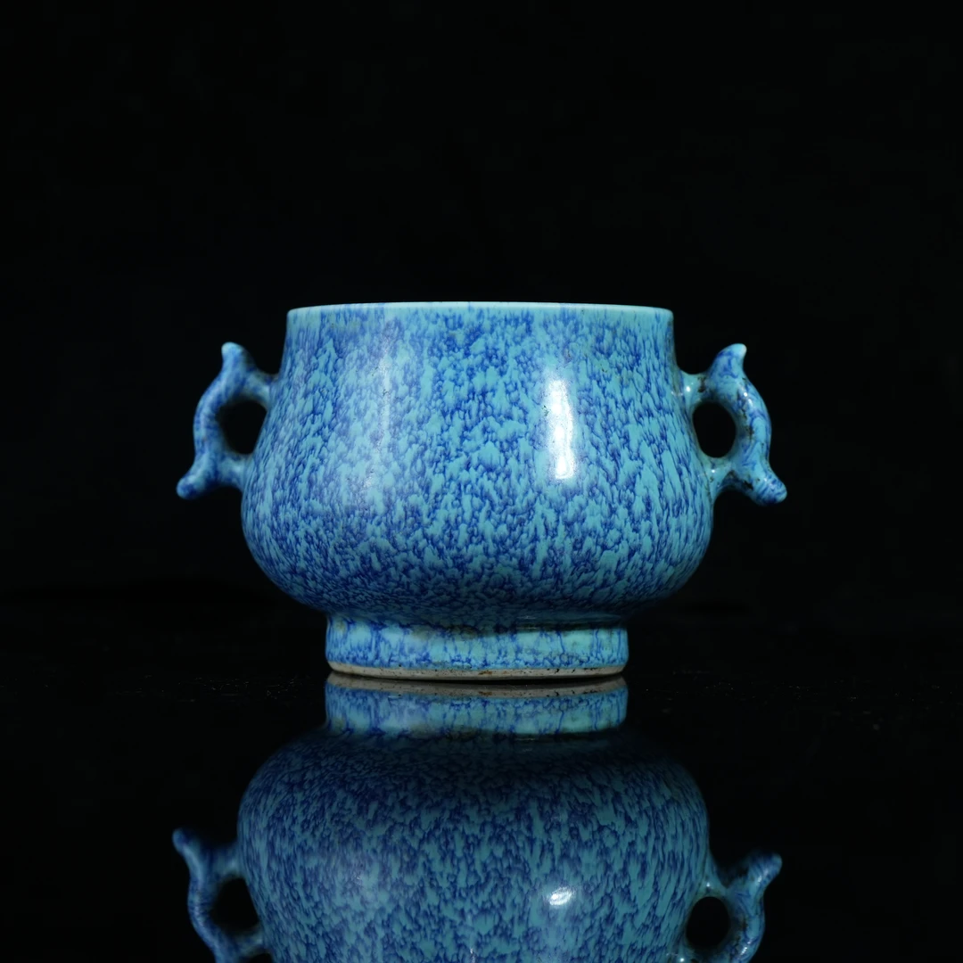 lot14914 4986 清中期 炉钧釉双耳炉 H:7