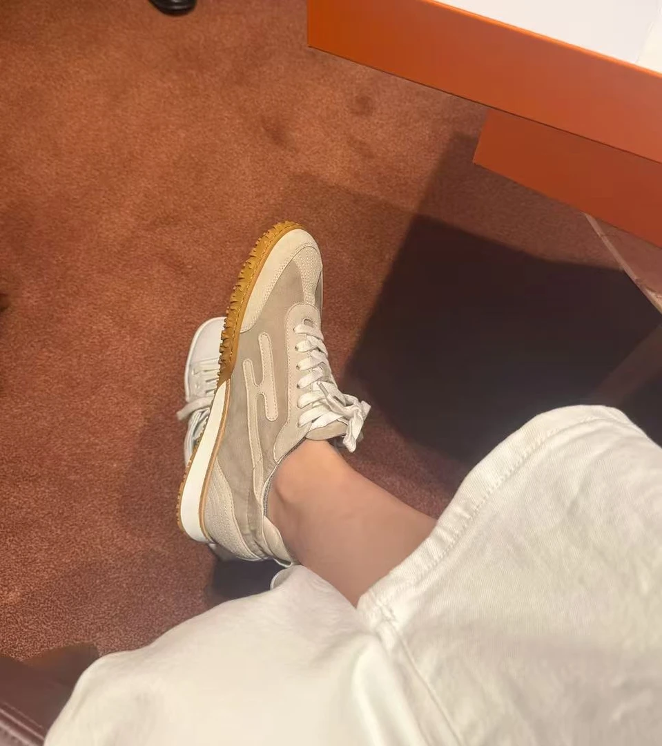 女鞋系带鞋子百搭休闲跑步鞋夏季皮革拼接休闲
