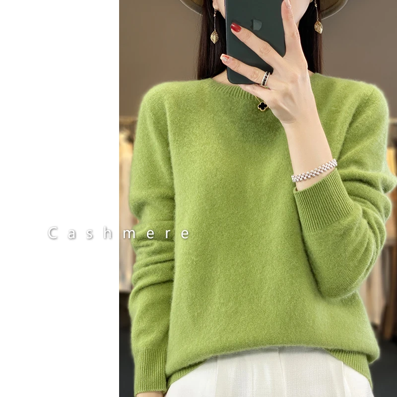 一线成衣~100%纯山羊绒衫女圆领宽松休闲气质百搭针织打底衫 D202