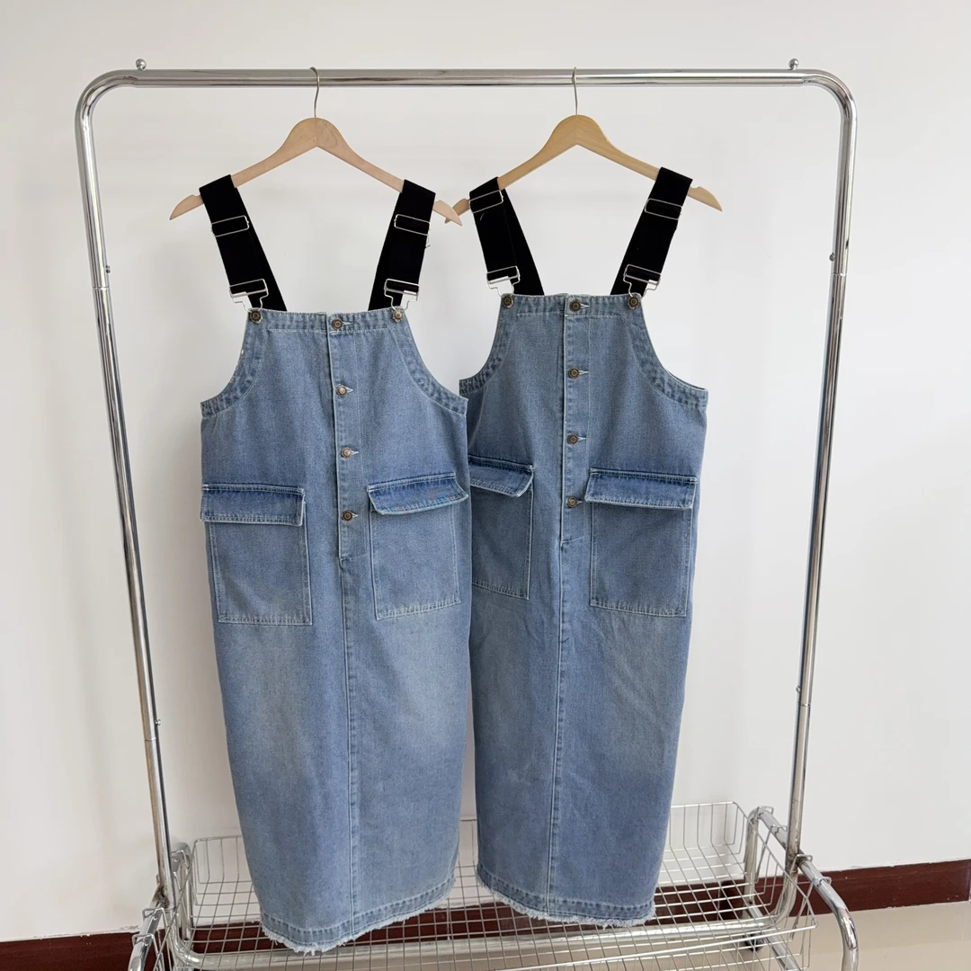 Z-18 立体口袋休闲背带背心牛仔背带裙9