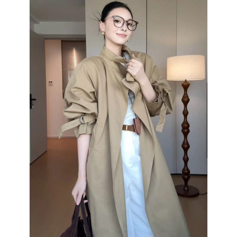 QIANYIYOU•“温柔浅紫调”新疆棉舒适休闲系带束袖宽松风衣468