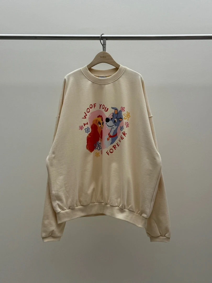 韩国东大门卡通狗狗奶油色卫衣特特款NO退NO换