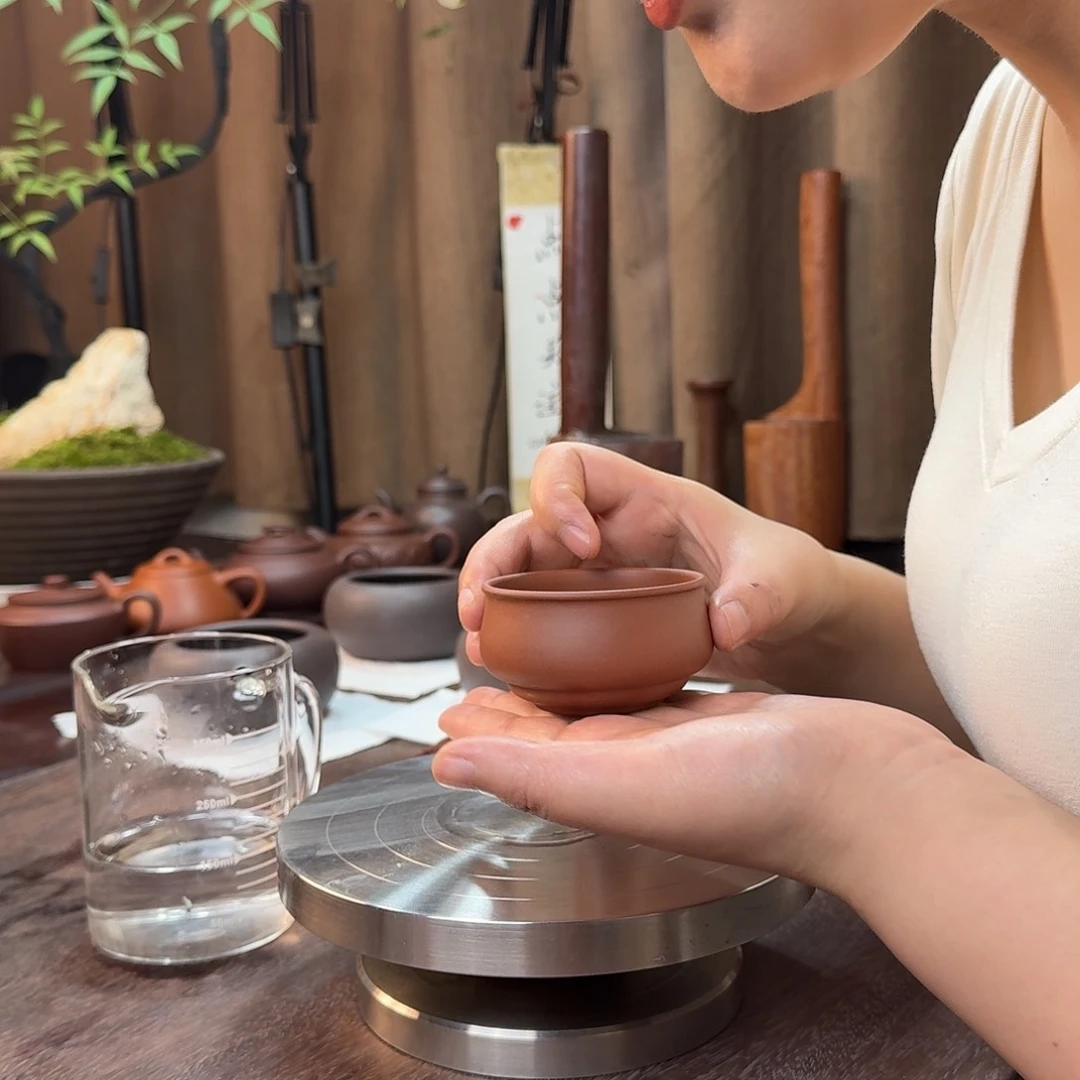 紫砂坐c杯主人杯紫泥