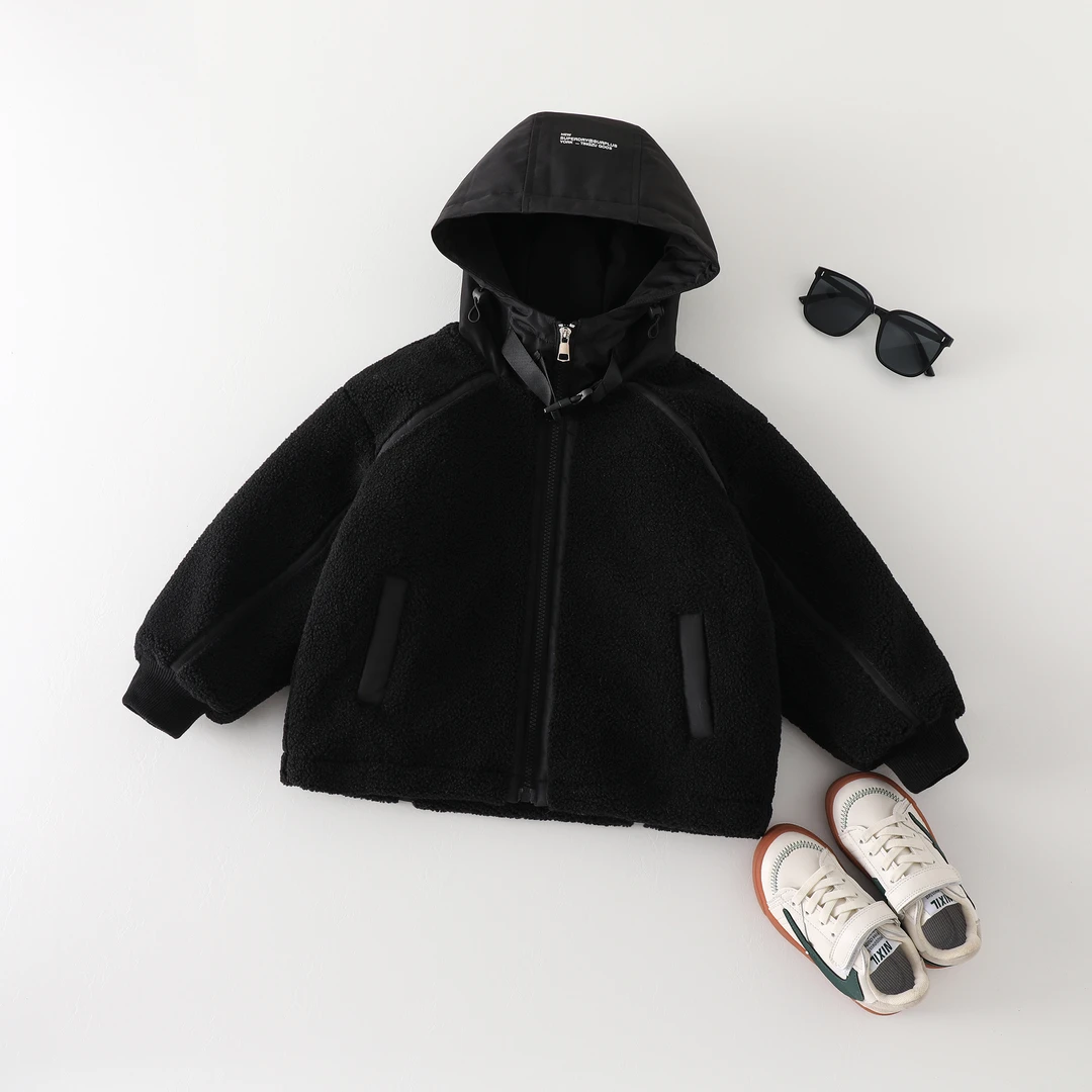 男童加绒外套冬款2025新款儿童冬装加厚毛毛衣宝宝棉衣童装款潮流