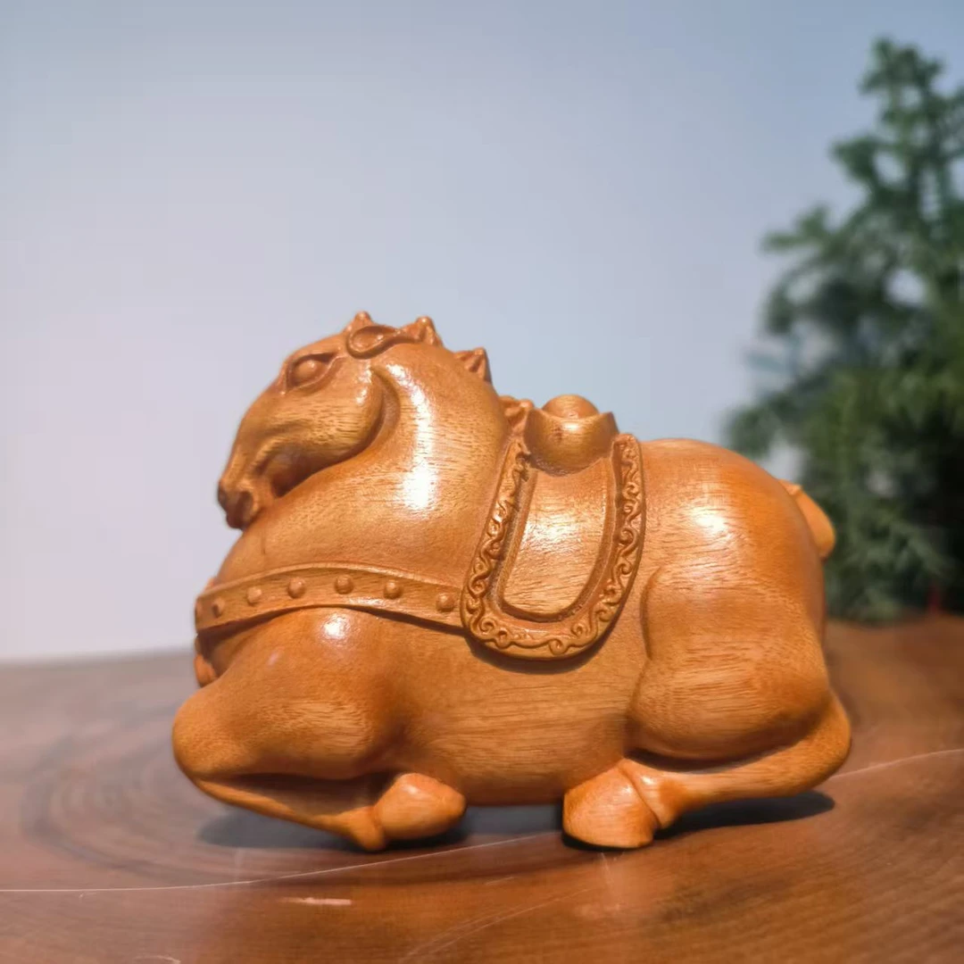 黄金檀马上发财唐马摆件