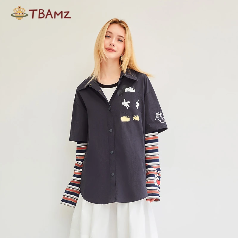 TBAMZ 米奇双拼条纹运动衬衣外套 7224SY1295