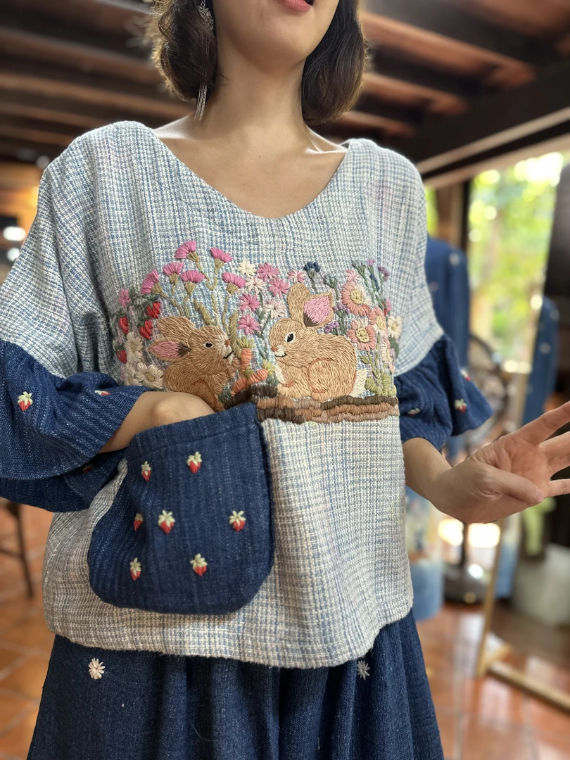 TAYA 泰国手工刺绣棉麻上衣舒适